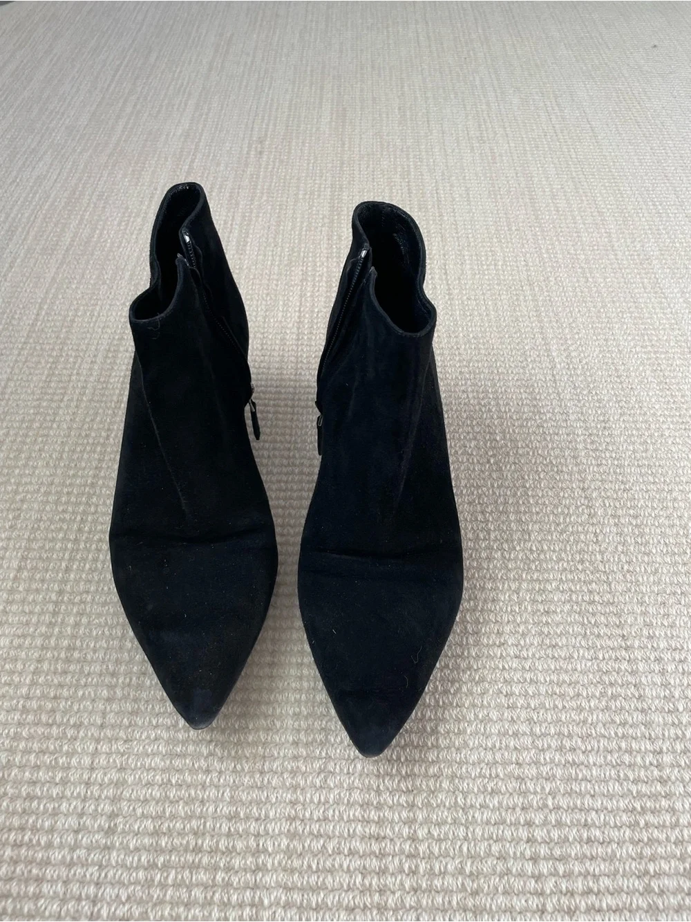 Prada Black Suede Pointed Toe Ankle Booties - Picture 1 of 4